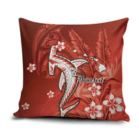 Personalized Hawaiian Maori Hammerhead Shark Pillow Cover Ulaula Plumeria LT9 Red - Polynesian Pride