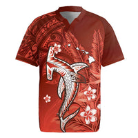 Personalized Hawaiian Maori Hammerhead Shark Rugby Jersey Ulaula Plumeria - Polynesian Pride