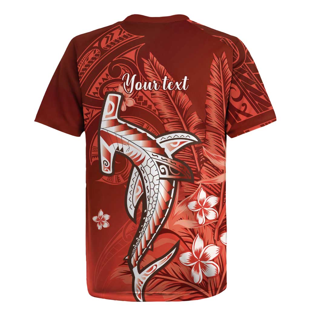 Personalized Hawaiian Maori Hammerhead Shark Rugby Jersey Ulaula Plumeria - Polynesian Pride