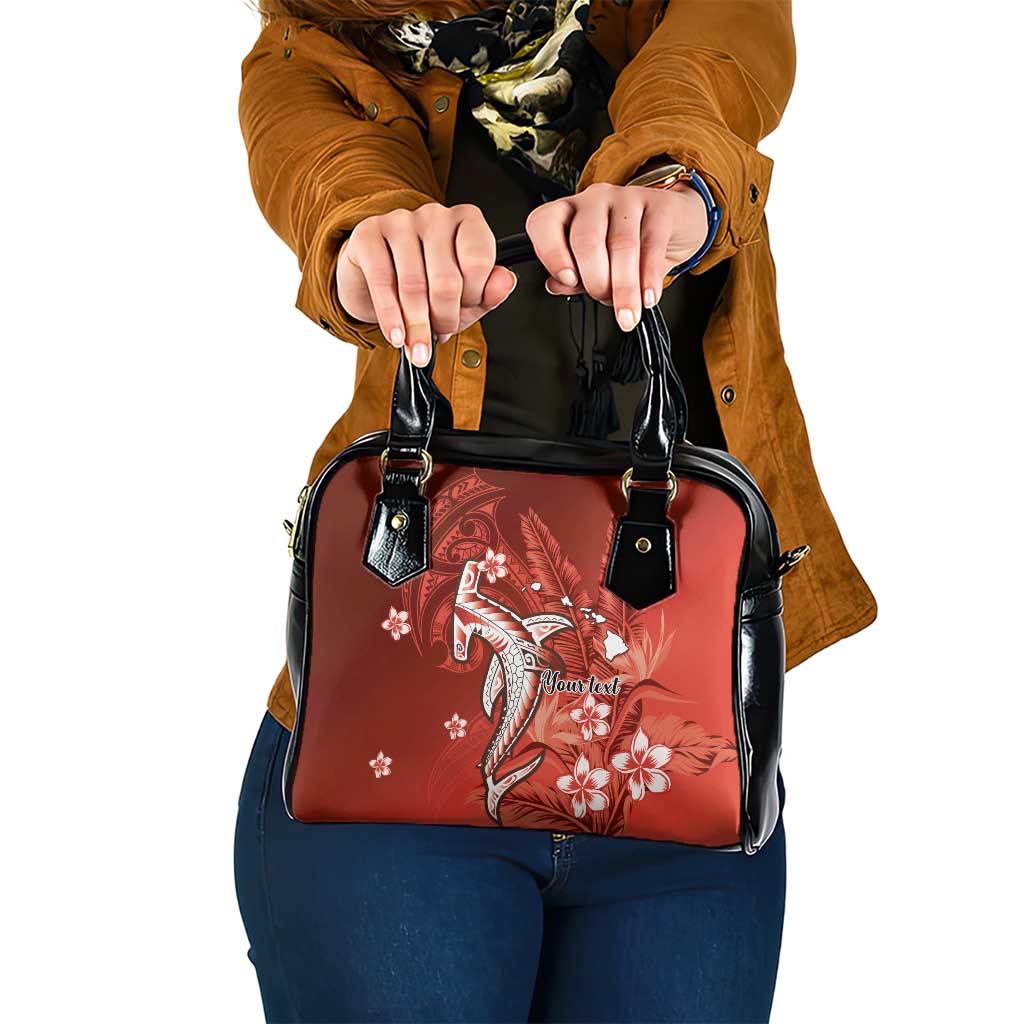 Personalized Hawaiian Maori Hammerhead Shark Shoulder Handbag Ulaula Plumeria - Polynesian Pride