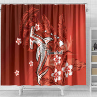 Personalized Hawaiian Maori Hammerhead Shark Shower Curtain Ulaula Plumeria LT9 - Polynesian Pride