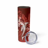 Personalized Hawaiian Maori Hammerhead Shark Skinny Tumbler Ulaula Plumeria LT9 - Polynesian Pride