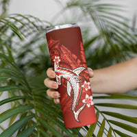 Personalized Hawaiian Maori Hammerhead Shark Skinny Tumbler Ulaula Plumeria LT9 - Polynesian Pride