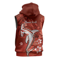 Personalized Hawaiian Maori Hammerhead Shark Sleeveless Hoodie Ulaula Plumeria LT9 - Polynesian Pride