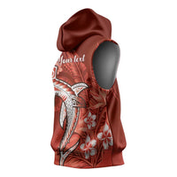Personalized Hawaiian Maori Hammerhead Shark Sleeveless Hoodie Ulaula Plumeria LT9 - Polynesian Pride