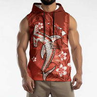 Personalized Hawaiian Maori Hammerhead Shark Sleeveless Hoodie Ulaula Plumeria LT9 - Polynesian Pride