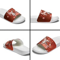 Personalized Hawaiian Maori Hammerhead Shark Slide Sandals Ulaula Plumeria - Polynesian Pride