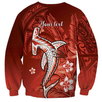 Personalized Hawaiian Maori Hammerhead Shark Sweatshirt Ulaula Plumeria - Polynesian Pride