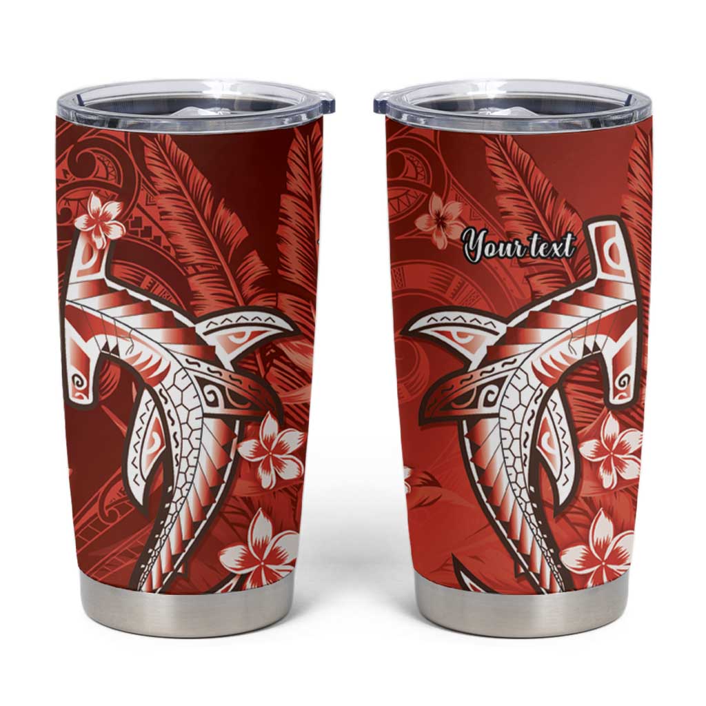 Personalized Hawaiian Maori Hammerhead Shark Tumbler Cup Ulaula Plumeria LT9 Red - Polynesian Pride