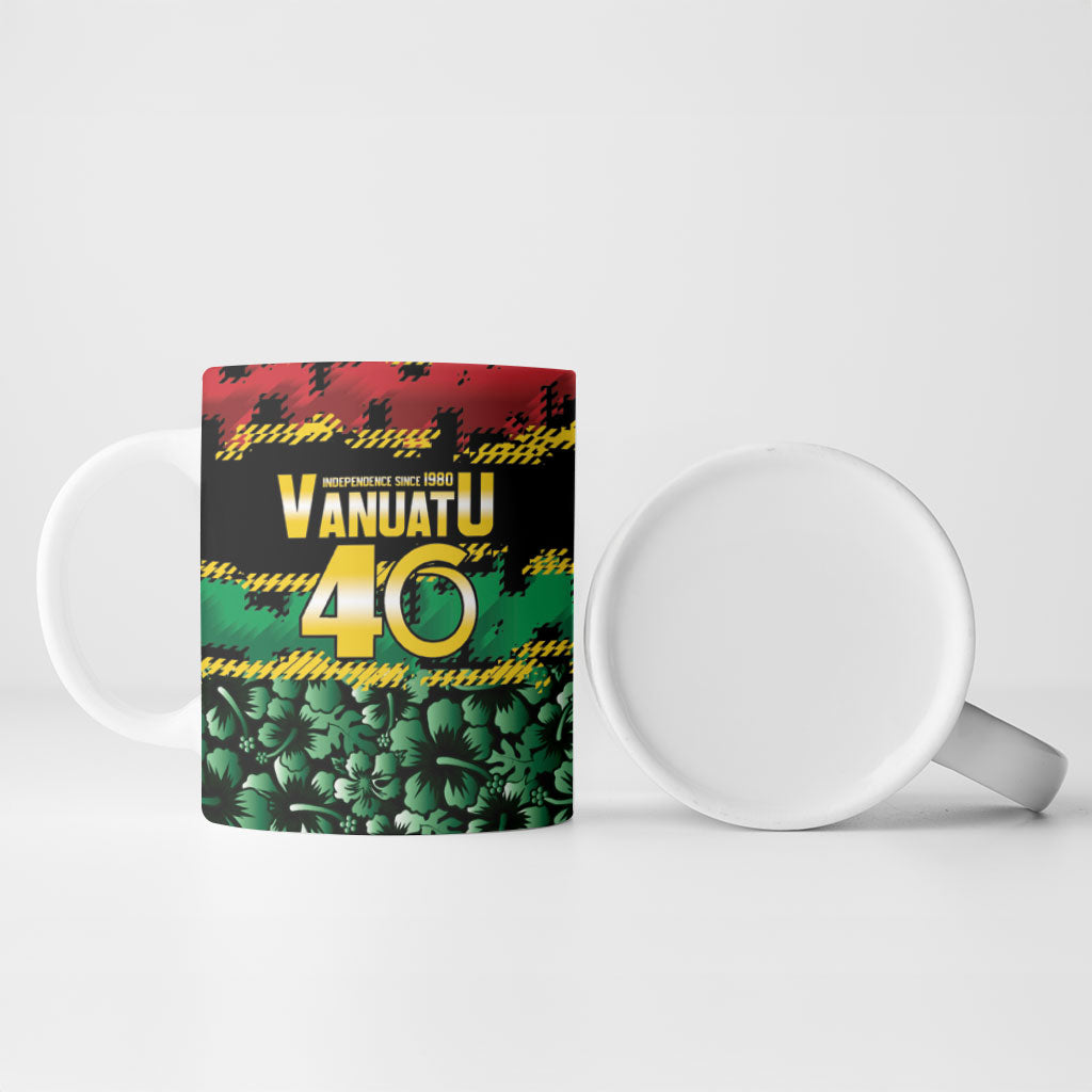 Vanuatu 46th Year Anniversary Ceramic Mug 30 July 1980 Hibiscus Seamless Pattern