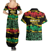 Vanuatu 46th Year Anniversary Couples Matching Summer Maxi Dress and Hawaiian Shirt 30 July 1980 Hibiscus Seamless Pattern LT9 - Polynesian Pride