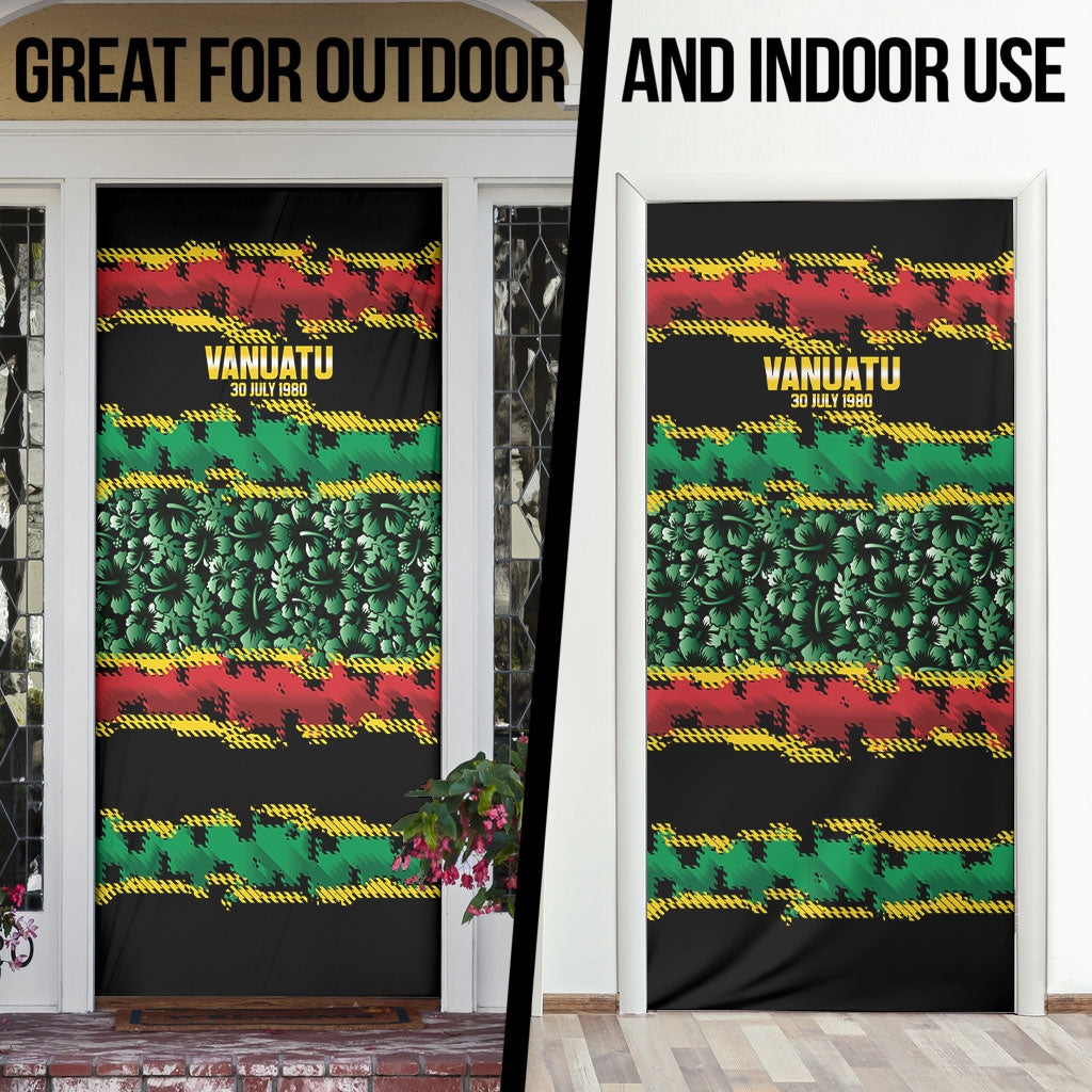 Vanuatu 46th Year Anniversary Door Cover 30 July 1980 Hibiscus Seamless Pattern