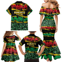 Vanuatu 46th Year Anniversary Family Matching Mermaid Dress and Hawaiian Shirt 30 July 1980 Hibiscus Seamless Pattern LT9 - Polynesian Pride