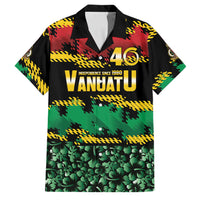 Vanuatu 46th Year Anniversary Family Matching Mermaid Dress and Hawaiian Shirt 30 July 1980 Hibiscus Seamless Pattern LT9 Dad's Shirt - Short Sleeve Black - Polynesian Pride