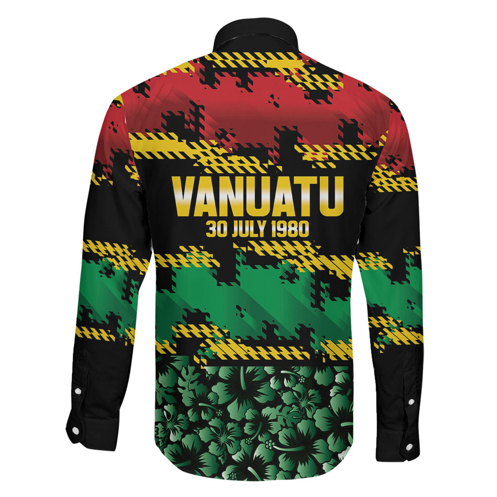 Vanuatu 46th Year Anniversary Family Matching Off The Shoulder Long Sleeve Dress and Hawaiian Shirt 30 July 1980 Hibiscus Seamless Pattern LT9 - Polynesian Pride