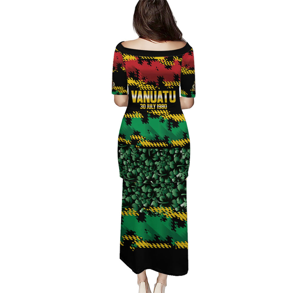 Vanuatu 46th Year Anniversary Family Matching Puletasi and Hawaiian Shirt 30 July 1980 Hibiscus Seamless Pattern LT9 - Polynesian Pride