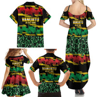 Vanuatu 46th Year Anniversary Family Matching Summer Maxi Dress and Hawaiian Shirt 30 July 1980 Hibiscus Seamless Pattern LT9 - Polynesian Pride