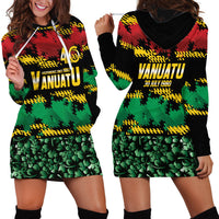 Vanuatu 46th Year Anniversary Hoodie Dress 30 July 1980 Hibiscus Seamless Pattern