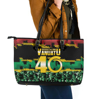 Vanuatu 46th Year Anniversary Leather Tote Bag 30 July 1980 Hibiscus Seamless Pattern