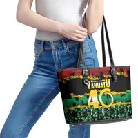 Vanuatu 46th Year Anniversary Leather Tote Bag 30 July 1980 Hibiscus Seamless Pattern