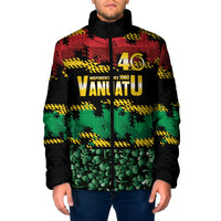 Vanuatu 46th Year Anniversary Padded Jacket 30 July 1980 Hibiscus Seamless Pattern