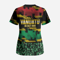 Vanuatu 46th Year Anniversary Scrub Top 30 July 1980 Hibiscus Seamless Pattern