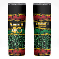Vanuatu 46th Year Anniversary Skinny Tumbler 30 July 1980 Hibiscus Seamless Pattern