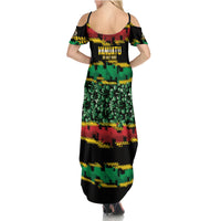 Vanuatu 46th Year Anniversary Summer Maxi Dress 30 July 1980 Hibiscus Seamless Pattern LT9 - Polynesian Pride