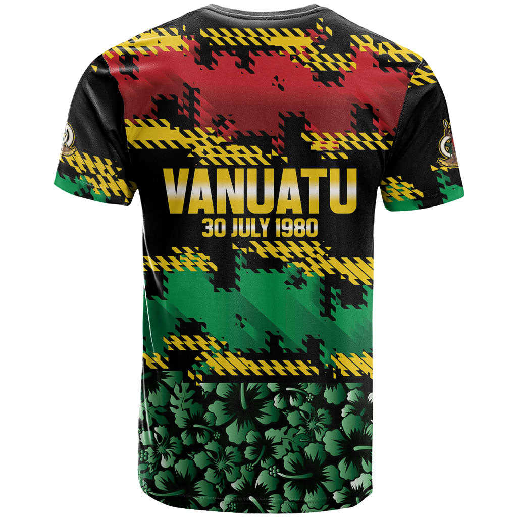 Vanuatu 46th Year Anniversary T Shirt 30 July 1980 Hibiscus Seamless Pattern