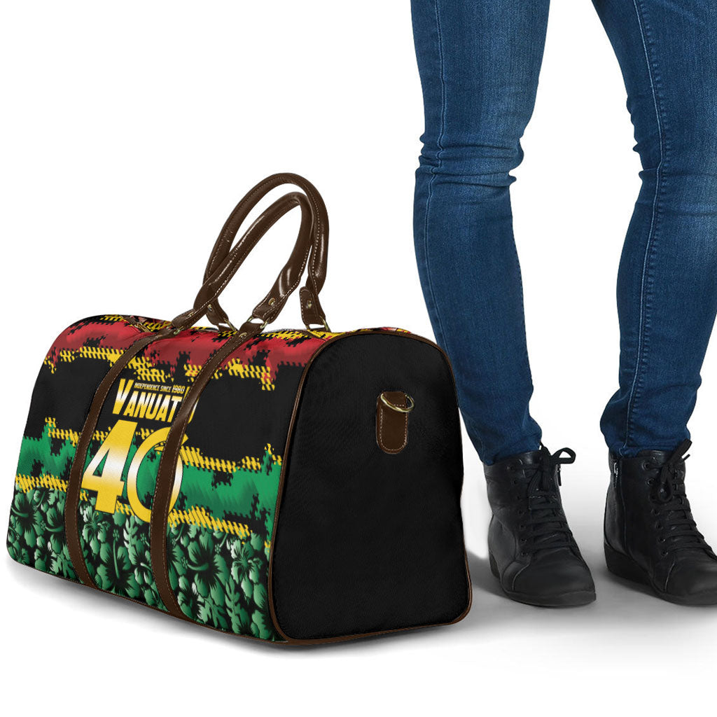 Vanuatu 46th Year Anniversary Travel Bag 30 July 1980 Hibiscus Seamless Pattern