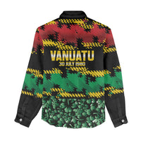 Vanuatu 46th Year Anniversary Women Casual Shirt 30 July 1980 Hibiscus Seamless Pattern