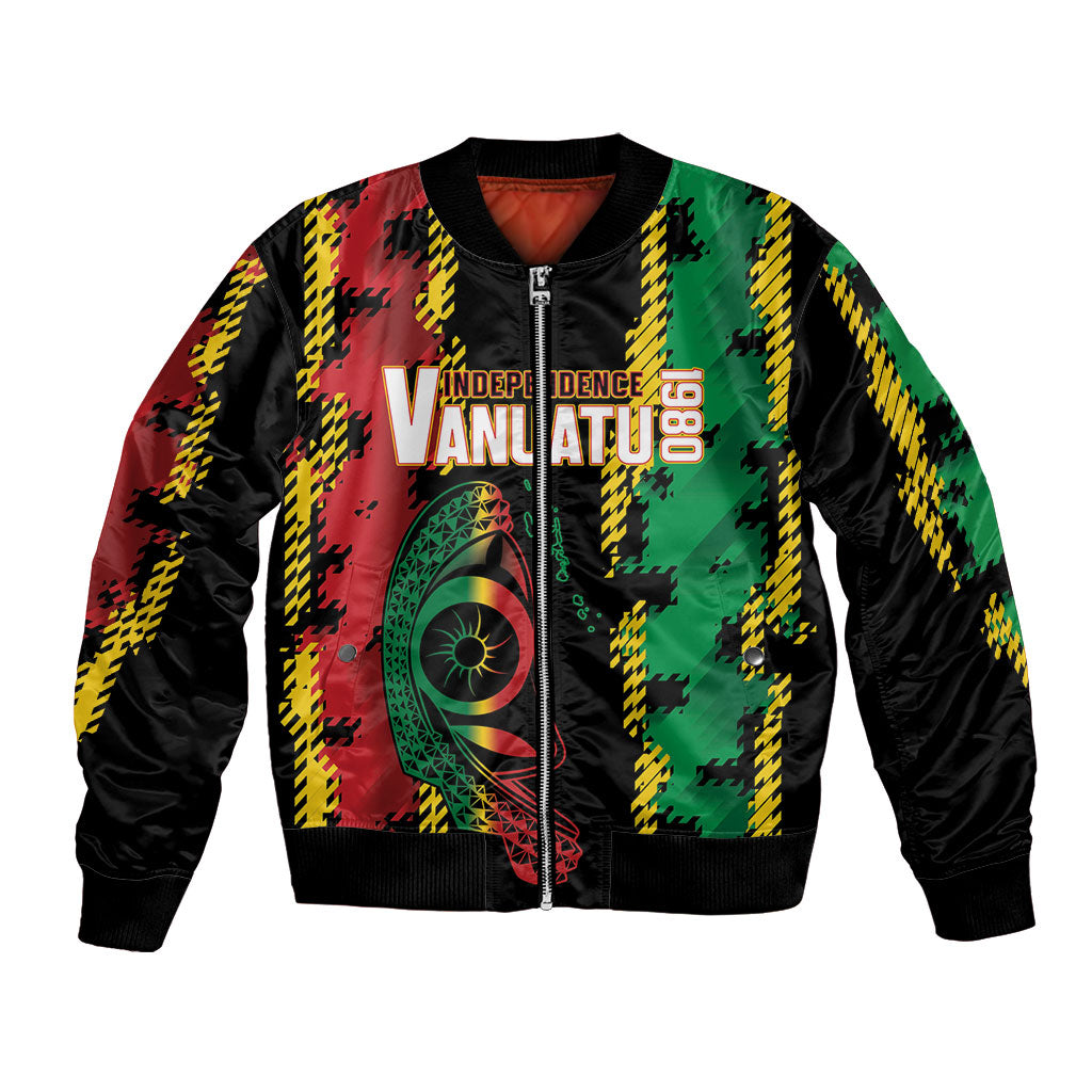 Vanuatu 46th Year Anniversary Bomber Jacket Tamtam Slit Drums Long God Yumi Stanap