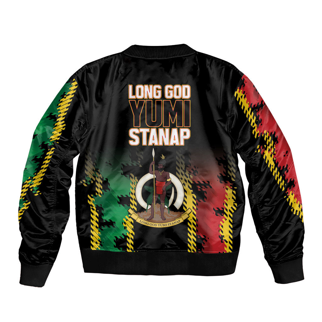 Vanuatu 46th Year Anniversary Bomber Jacket Tamtam Slit Drums Long God Yumi Stanap