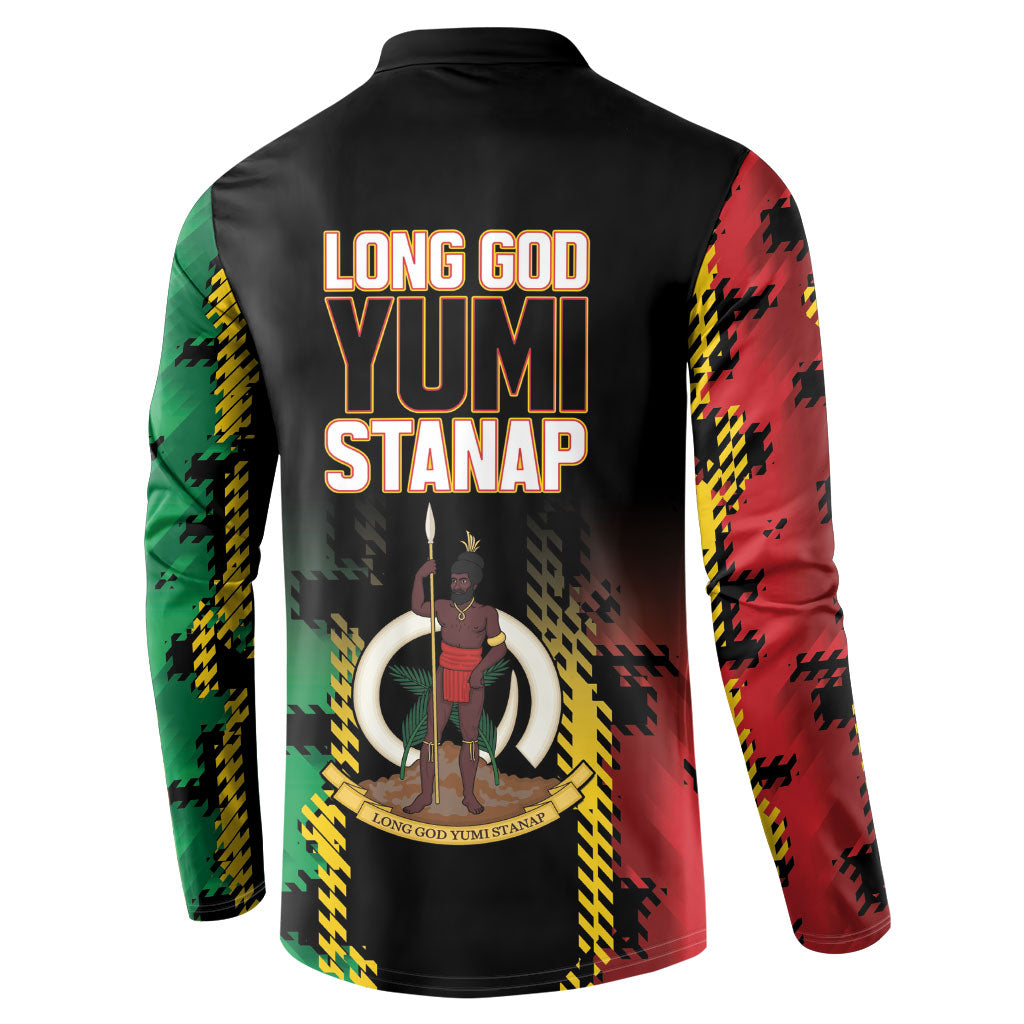 Vanuatu 46th Year Anniversary Button Sweatshirt Tamtam Slit Drums Long God Yumi Stanap