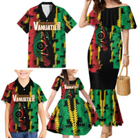 Vanuatu 46th Year Anniversary Family Matching Mermaid Dress and Hawaiian Shirt Tamtam Slit Drums Long God Yumi Stanap LT9 - Polynesian Pride