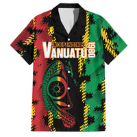 Vanuatu 46th Year Anniversary Family Matching Off The Shoulder Long Sleeve Dress and Hawaiian Shirt Tamtam Slit Drums Long God Yumi Stanap LT9 Dad's Shirt - Short Sleeve Black - Polynesian Pride