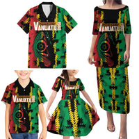 Vanuatu 46th Year Anniversary Family Matching Puletasi and Hawaiian Shirt Tamtam Slit Drums Long God Yumi Stanap LT9 - Polynesian Pride