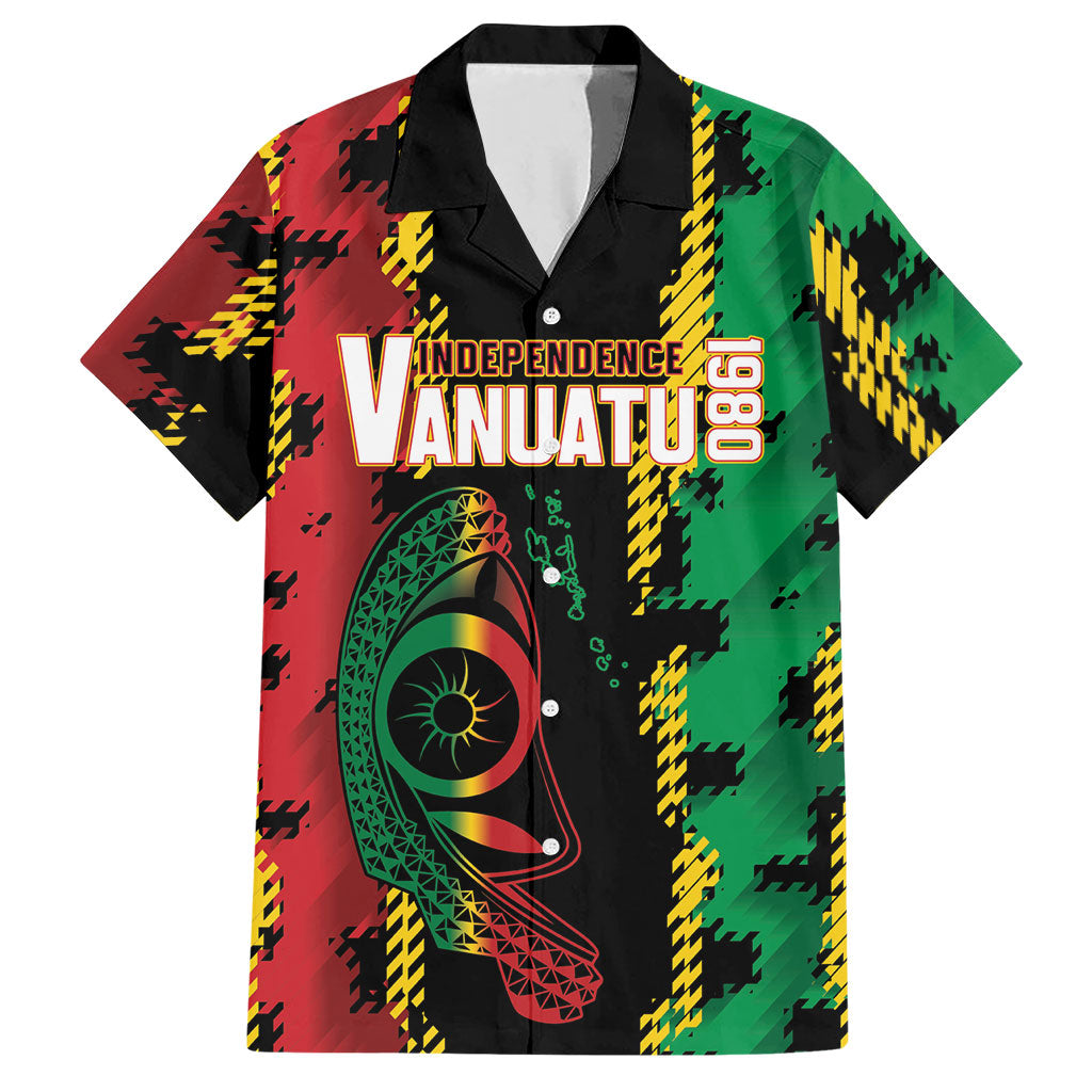 Vanuatu 46th Year Anniversary Hawaiian Shirt Tamtam Slit Drums Long God Yumi Stanap LT9 Black - Polynesian Pride