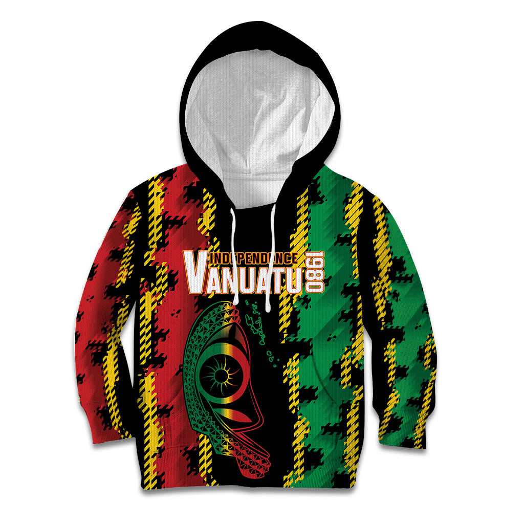 Vanuatu 46th Year Anniversary Kid Hoodie Tamtam Slit Drums Long God Yumi Stanap LT9 Hoodie Black - Polynesian Pride