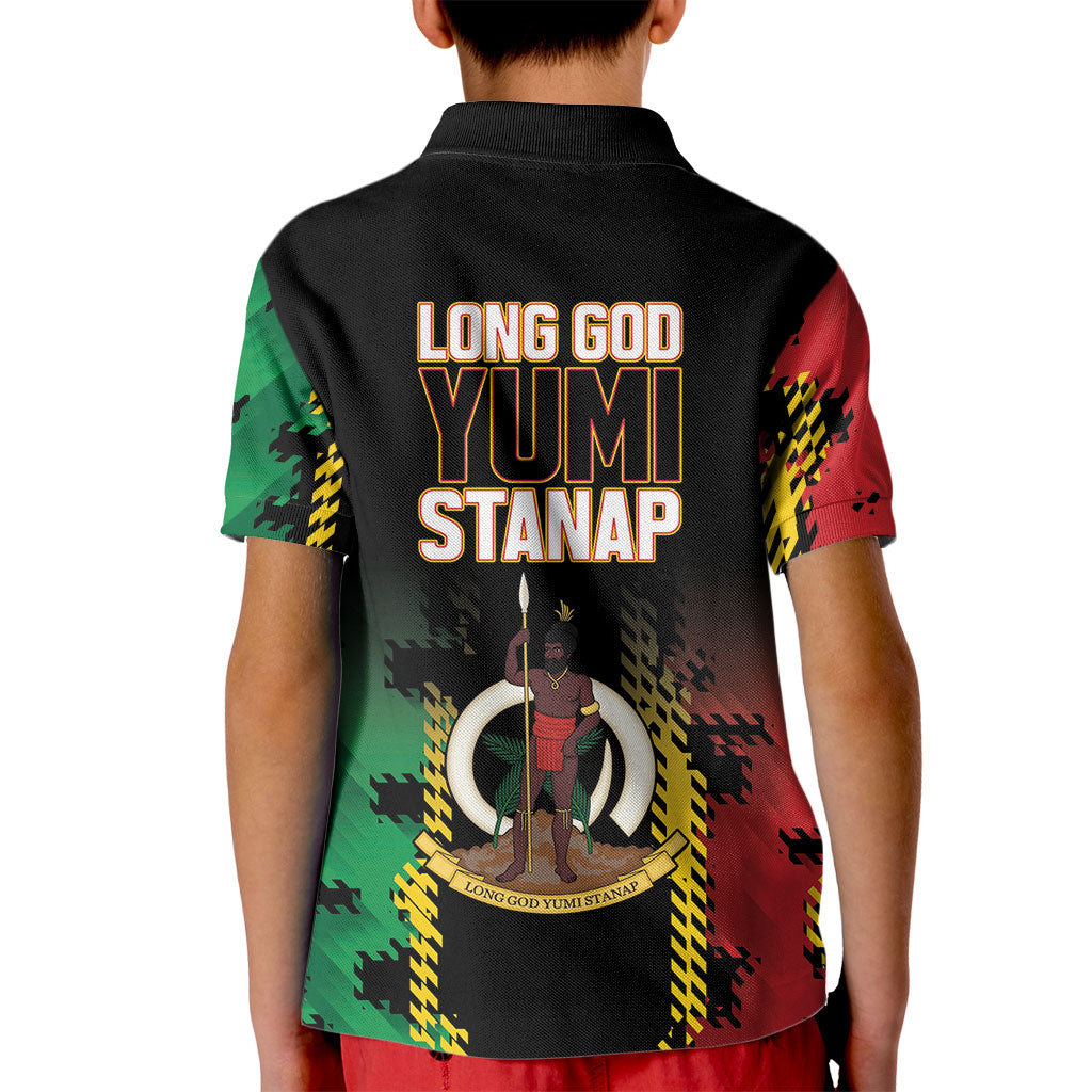 Vanuatu 46th Year Anniversary Kid Polo Shirt Tamtam Slit Drums Long God Yumi Stanap LT9 - Polynesian Pride