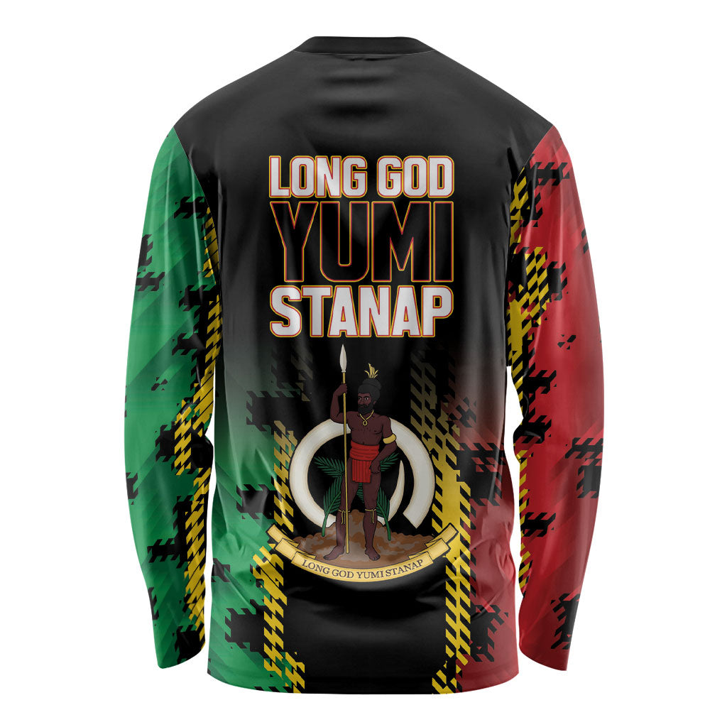 Vanuatu 46th Year Anniversary Long Sleeve Shirt Tamtam Slit Drums Long God Yumi Stanap