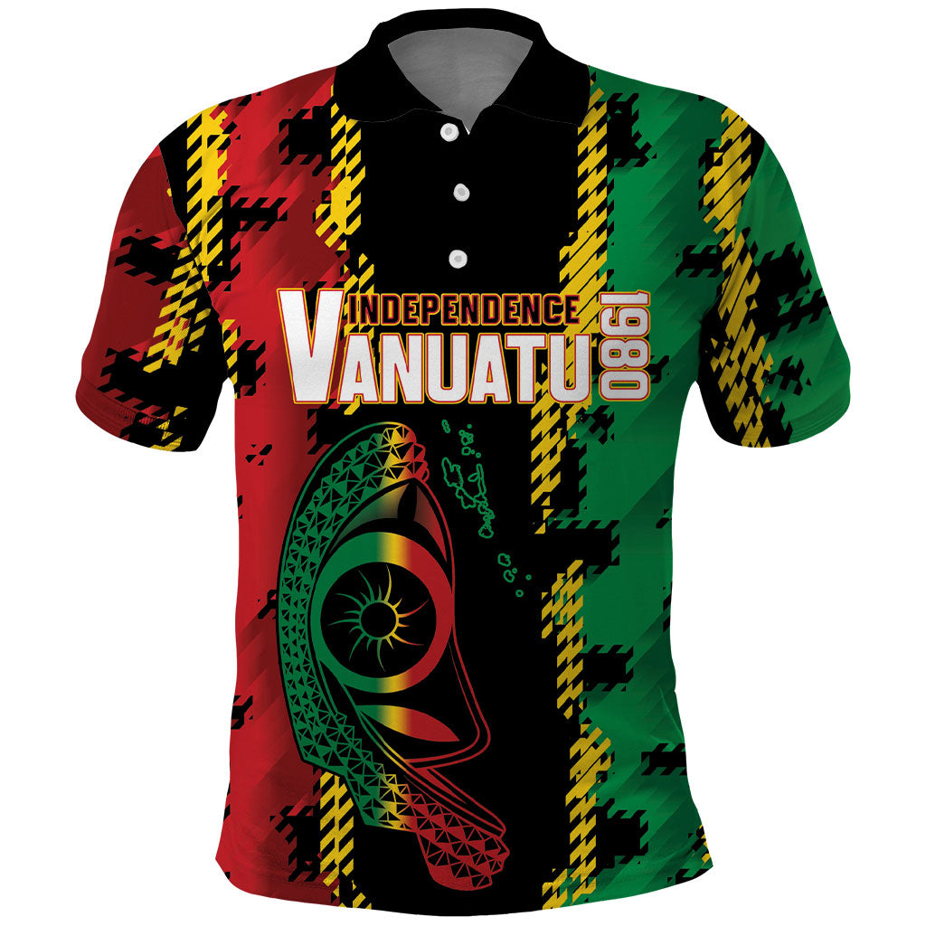 Vanuatu 46th Year Anniversary Polo Shirt Tamtam Slit Drums Long God Yumi Stanap