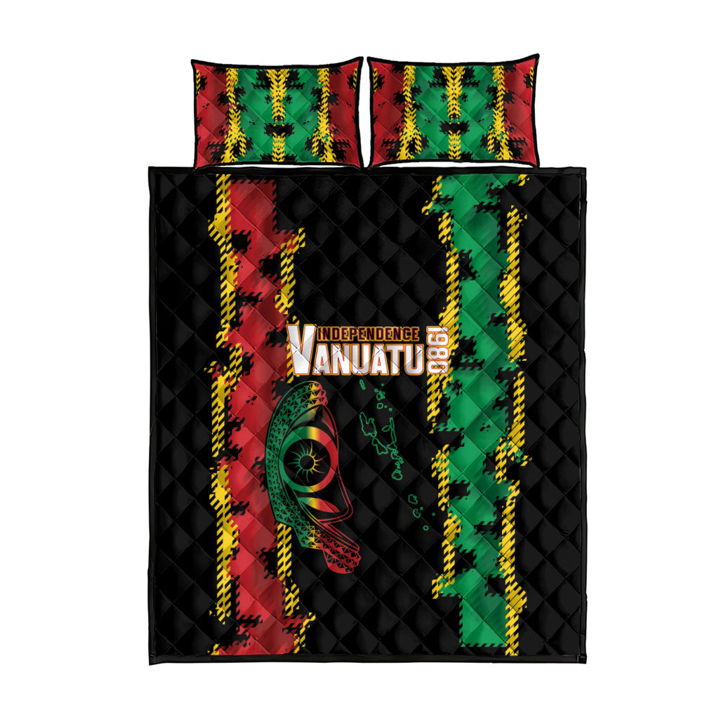 Vanuatu 46th Year Anniversary Quilt Bed Set Tamtam Slit Drums Long God Yumi Stanap