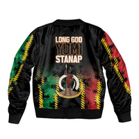 Vanuatu 46th Year Anniversary Sleeve Zip Bomber Jacket Tamtam Slit Drums Long God Yumi Stanap