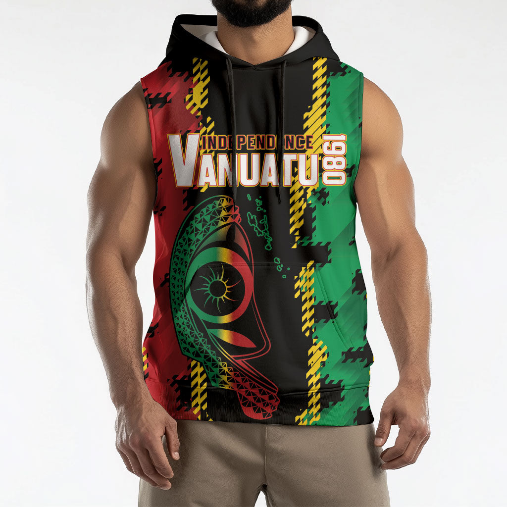 Vanuatu 46th Year Anniversary Sleeveless Hoodie Tamtam Slit Drums Long God Yumi Stanap LT9 - Polynesian Pride