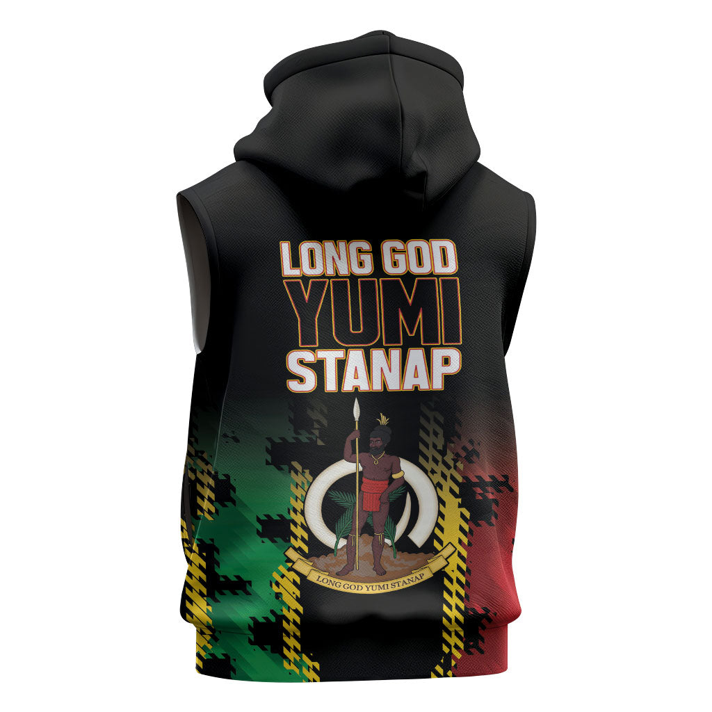 Vanuatu 46th Year Anniversary Sleeveless Zip Hoodie Tamtam Slit Drums Long God Yumi Stanap LT9 - Polynesian Pride
