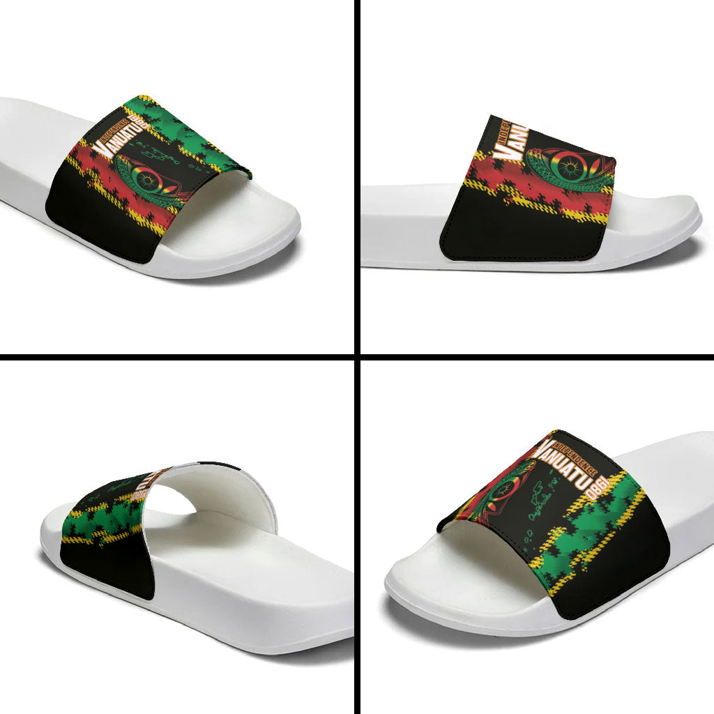 Vanuatu 46th Year Anniversary Slide Sandals Tamtam Slit Drums Long God Yumi Stanap LT9 - Polynesian Pride