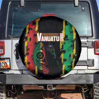 Vanuatu 46th Year Anniversary Spare Tire Cover Tamtam Slit Drums Long God Yumi Stanap LT9 Black - Polynesian Pride