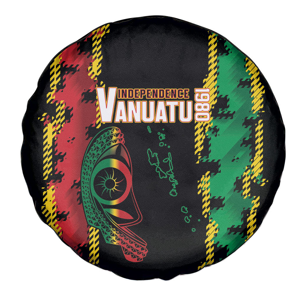 Vanuatu 46th Year Anniversary Spare Tire Cover Tamtam Slit Drums Long God Yumi Stanap LT9 - Polynesian Pride