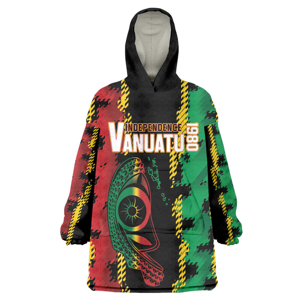 Vanuatu 46th Year Anniversary Wearable Blanket Hoodie Tamtam Slit Drums Long God Yumi Stanap